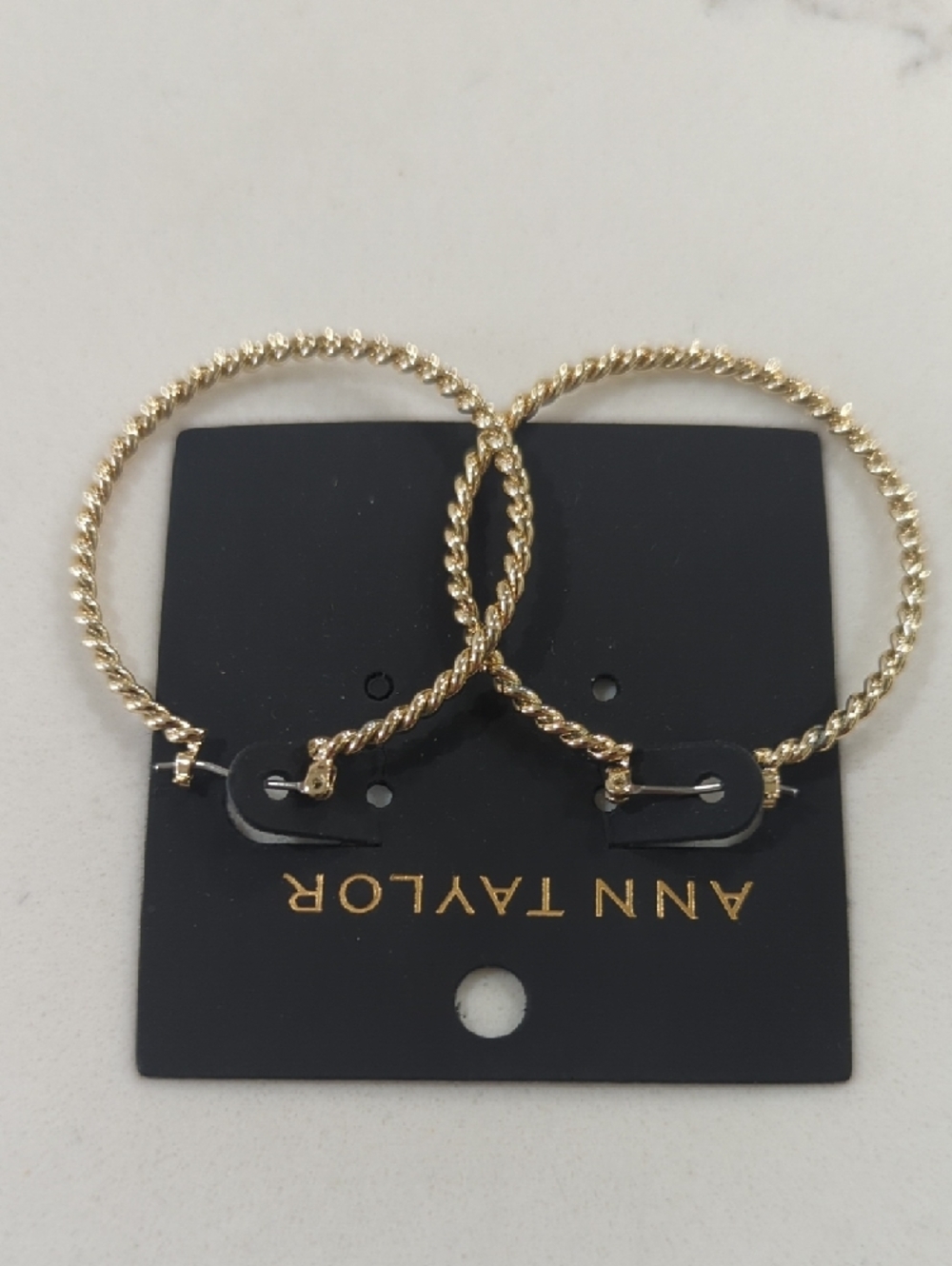Ann Taylor Gold Twisted Rope Hoop Earrings - Picture 5 of 9